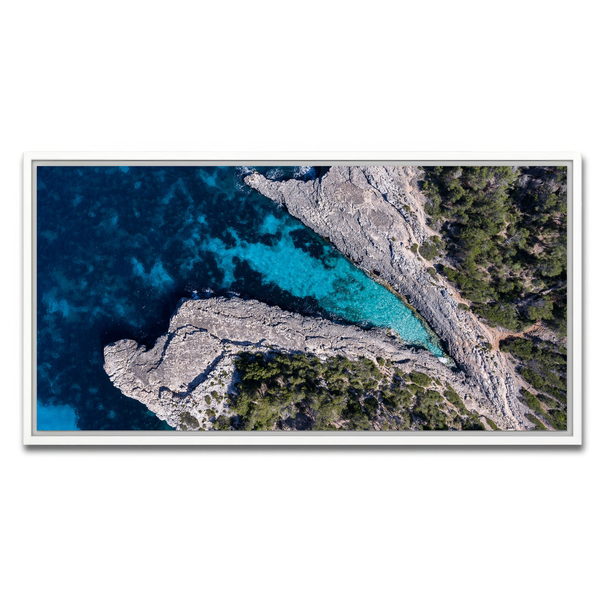 AUTO-MOCKUP WHITE | Blue and Green | 1 Piece | White Framed Canvas | group=2x1