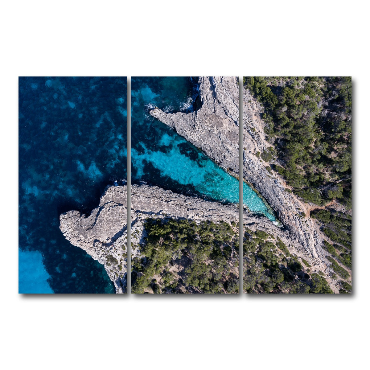 AUTO-MOCKUP WHITE | Blue and Green | 3 Piece | Gallery Wrap Canvas | group=12x24