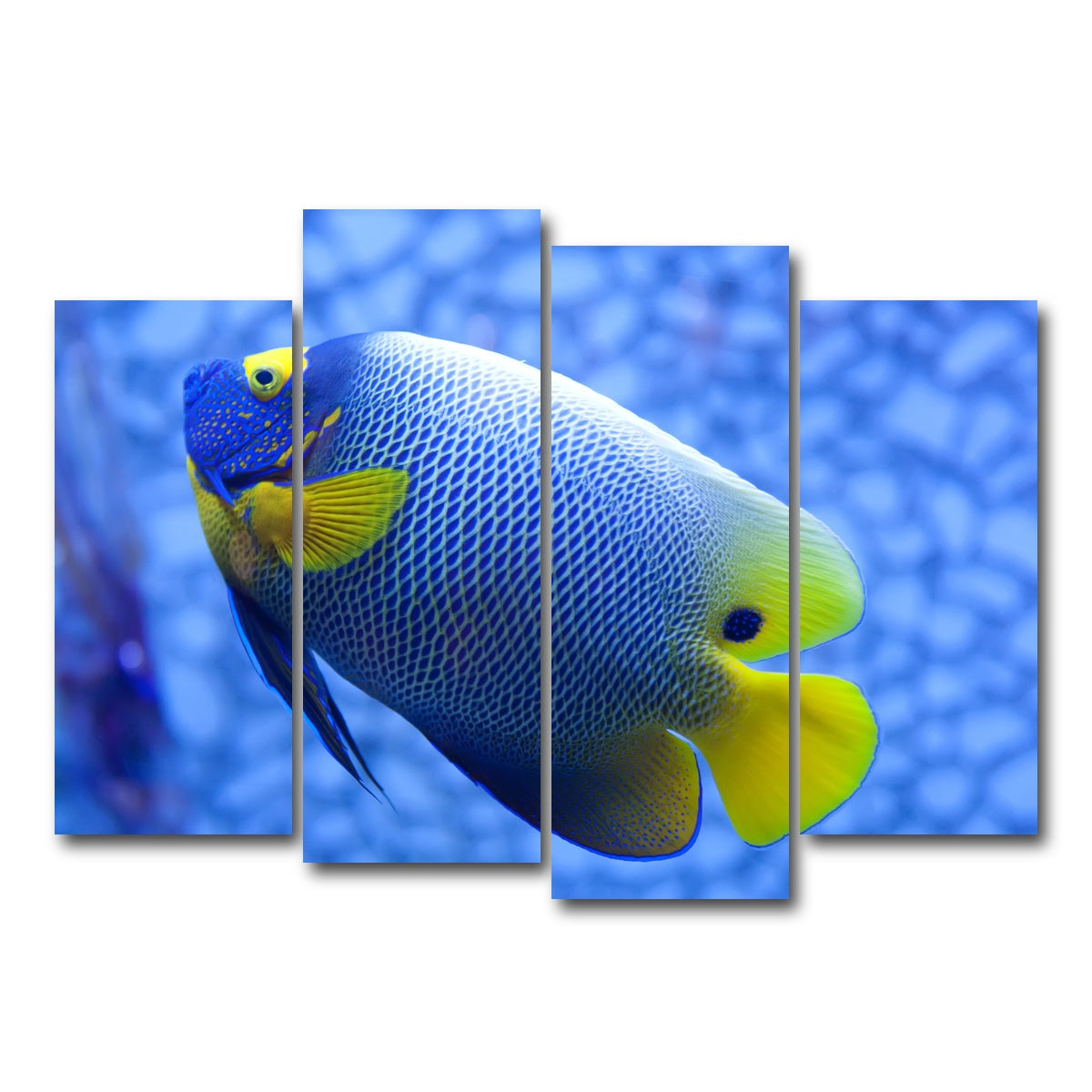 AUTO-MOCKUP WHITE | Blue and yellow tropical fish | 4 Piece | Gallery Wrap Canvas | group=4_normal