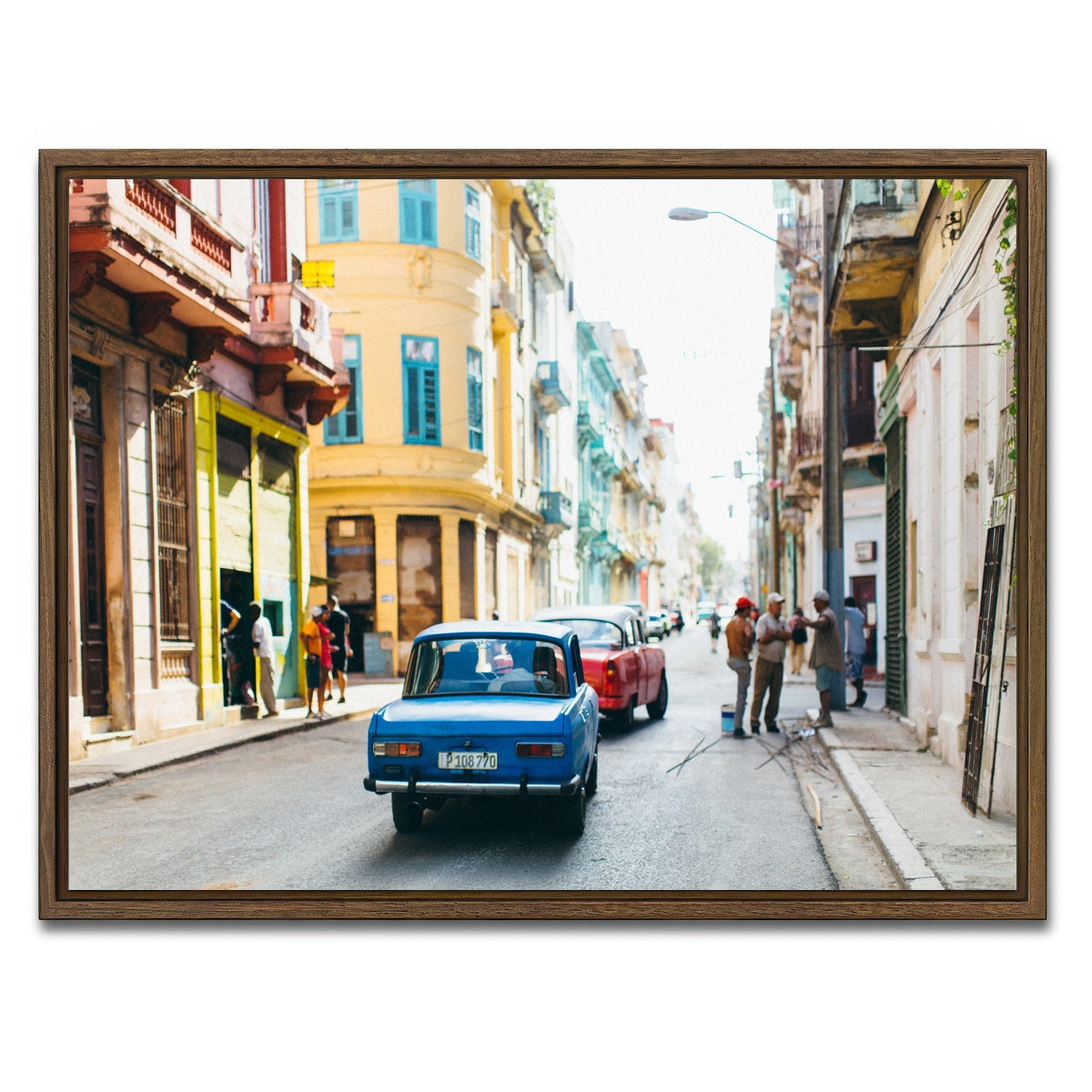 AUTO-MOCKUP WHITE | Blue car in Cuba | 1 Piece | Walnut Framed Canvas | group=4x3