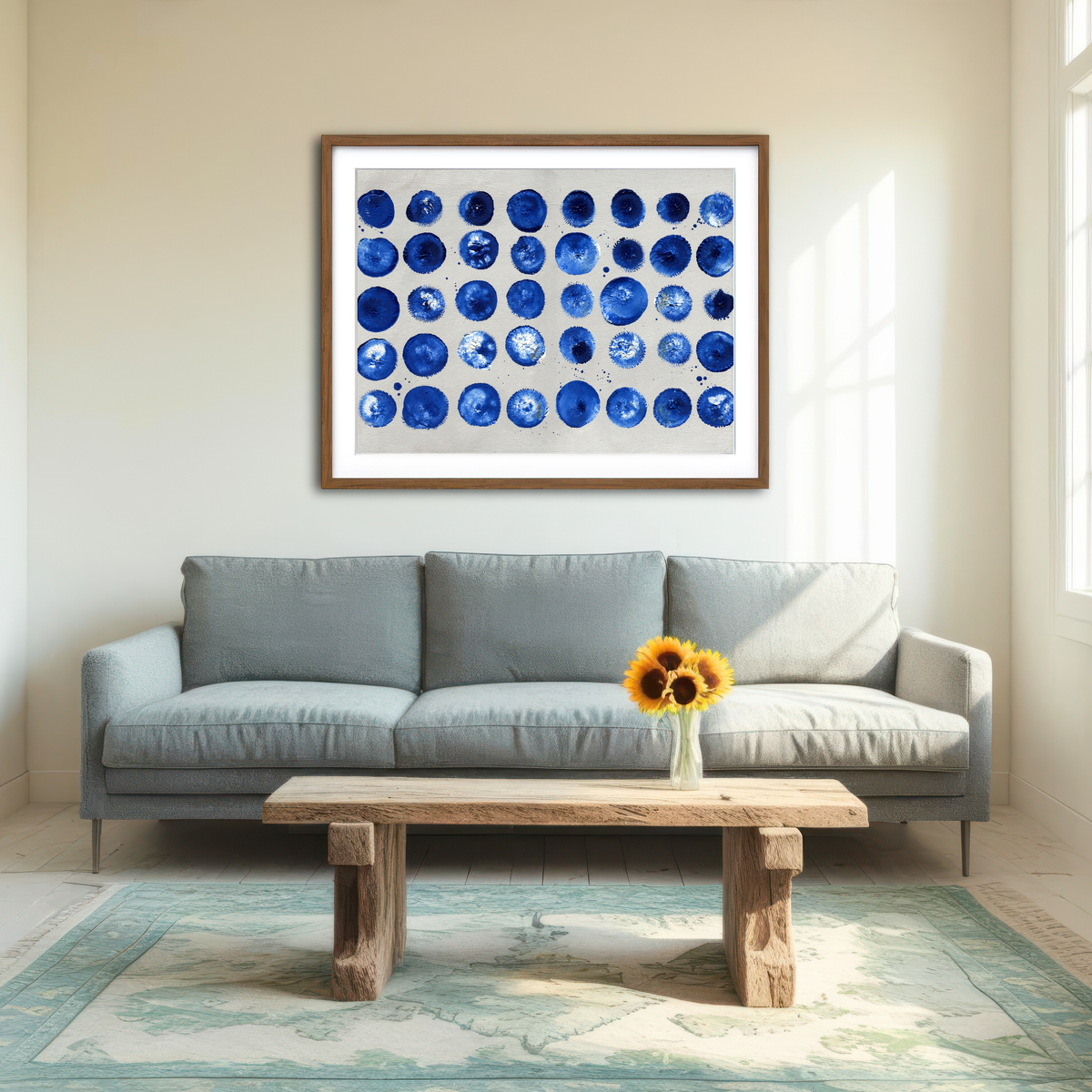 AUTO-MOCKUP ROOM | Blue Circles Wall Art