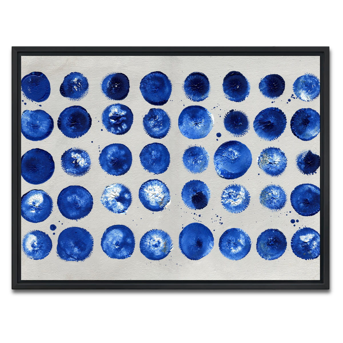 AUTO-MOCKUP WHITE | Blue circles | 1 Piece | Black Framed Canvas | group=4x3