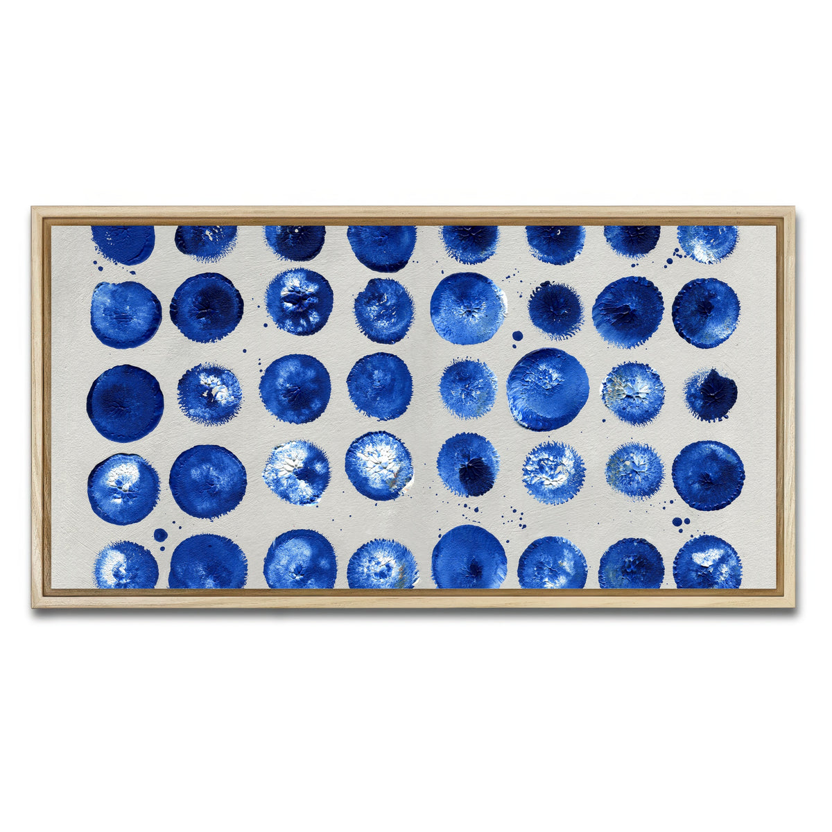 AUTO-MOCKUP WHITE | Blue circles | 1 Piece | Natural Framed Canvas | group=2x1