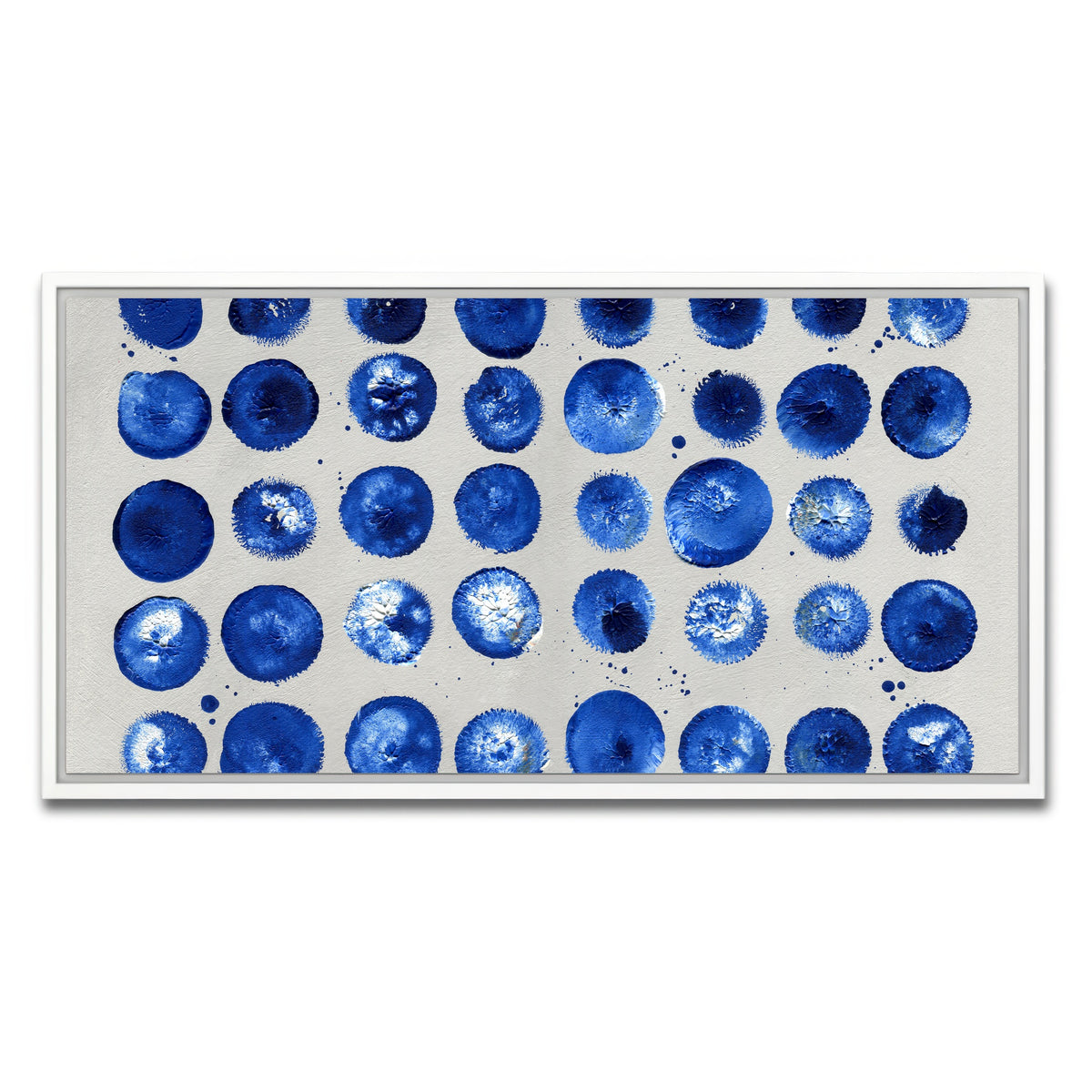 AUTO-MOCKUP WHITE | Blue circles | 1 Piece | White Framed Canvas | group=2x1