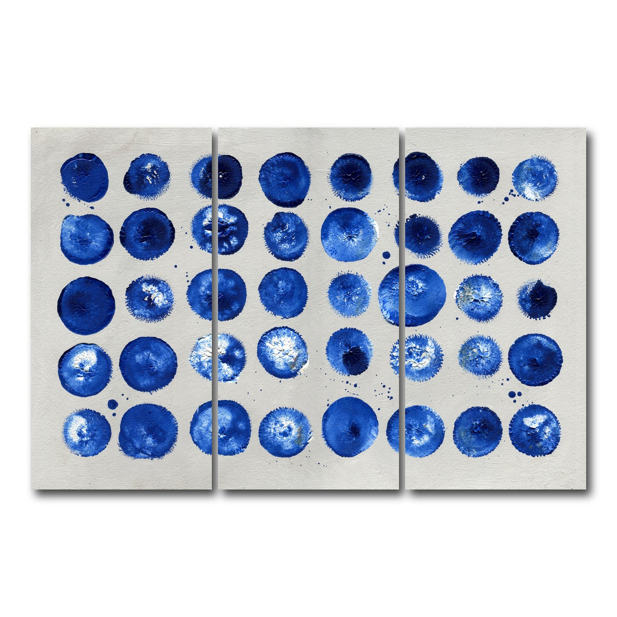 AUTO-MOCKUP WHITE | Blue circles | 3 Piece | Gallery Wrap Canvas | group=12x24
