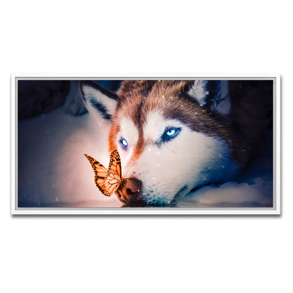 AUTO-MOCKUP WHITE | Blue eyes wolf | 1 Piece | White Framed Canvas | group=2x1