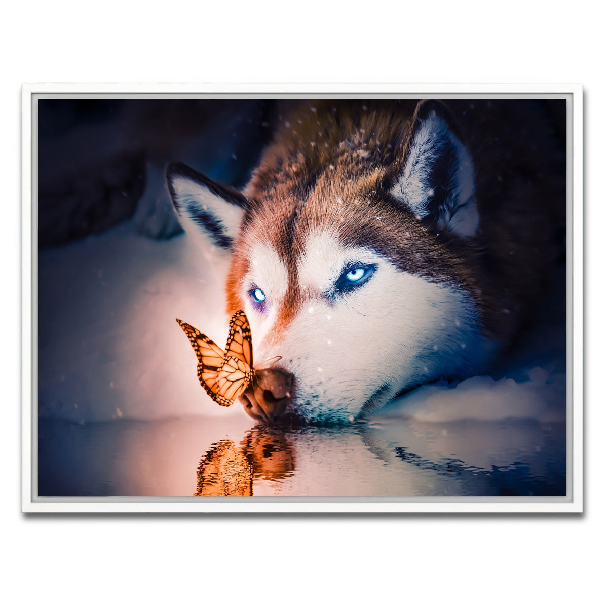 AUTO-MOCKUP WHITE | Blue eyes wolf | 1 Piece | White Framed Canvas | group=4x3