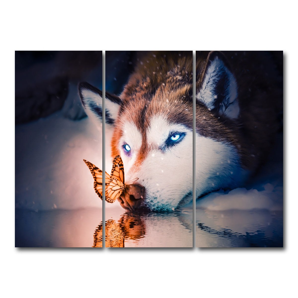 AUTO-MOCKUP WHITE | Blue eyes wolf | 3 Piece | Gallery Wrap Canvas | group=8x18