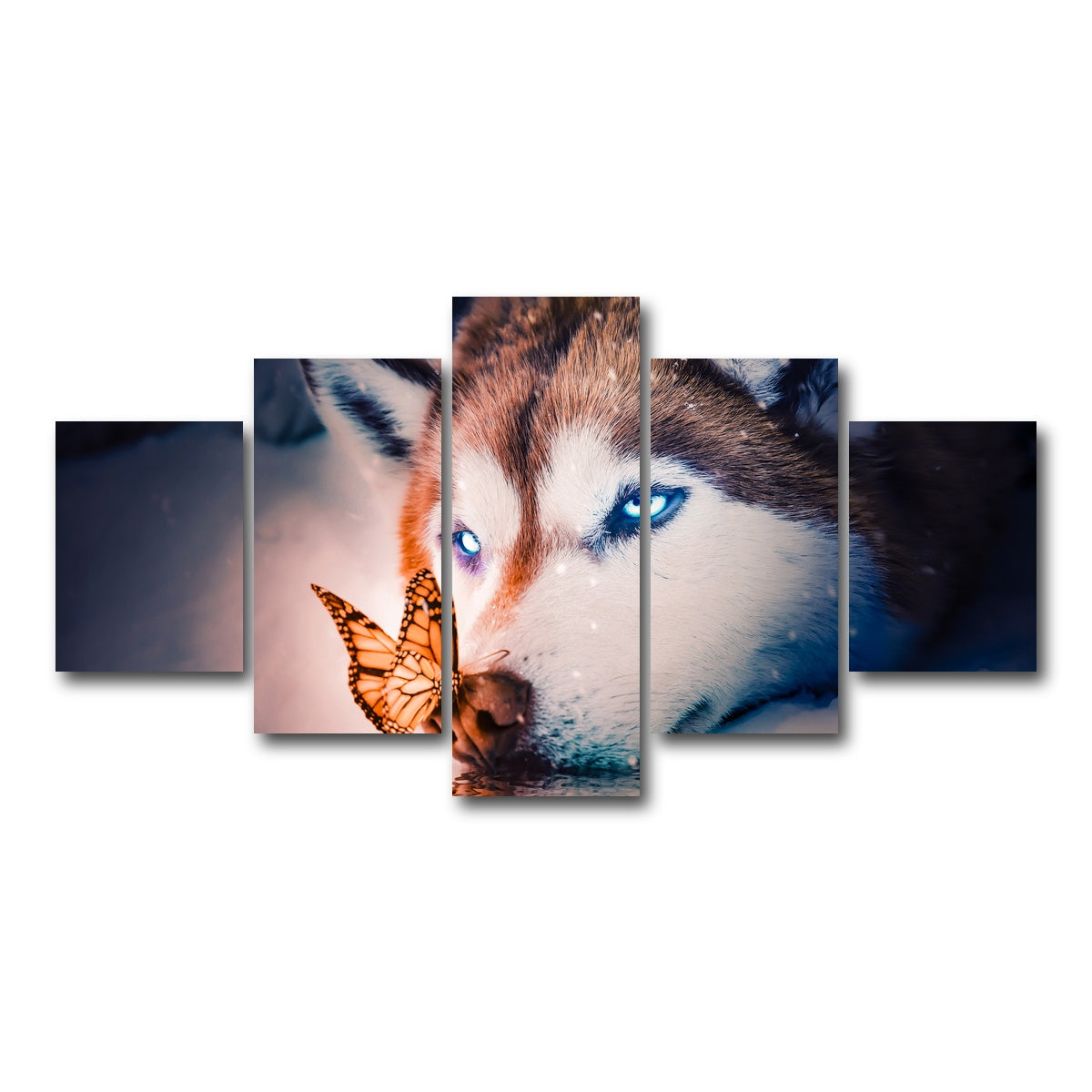 AUTO-MOCKUP WHITE | Blue eyes wolf | 5 Piece | Gallery Wrap Canvas | group=5_short