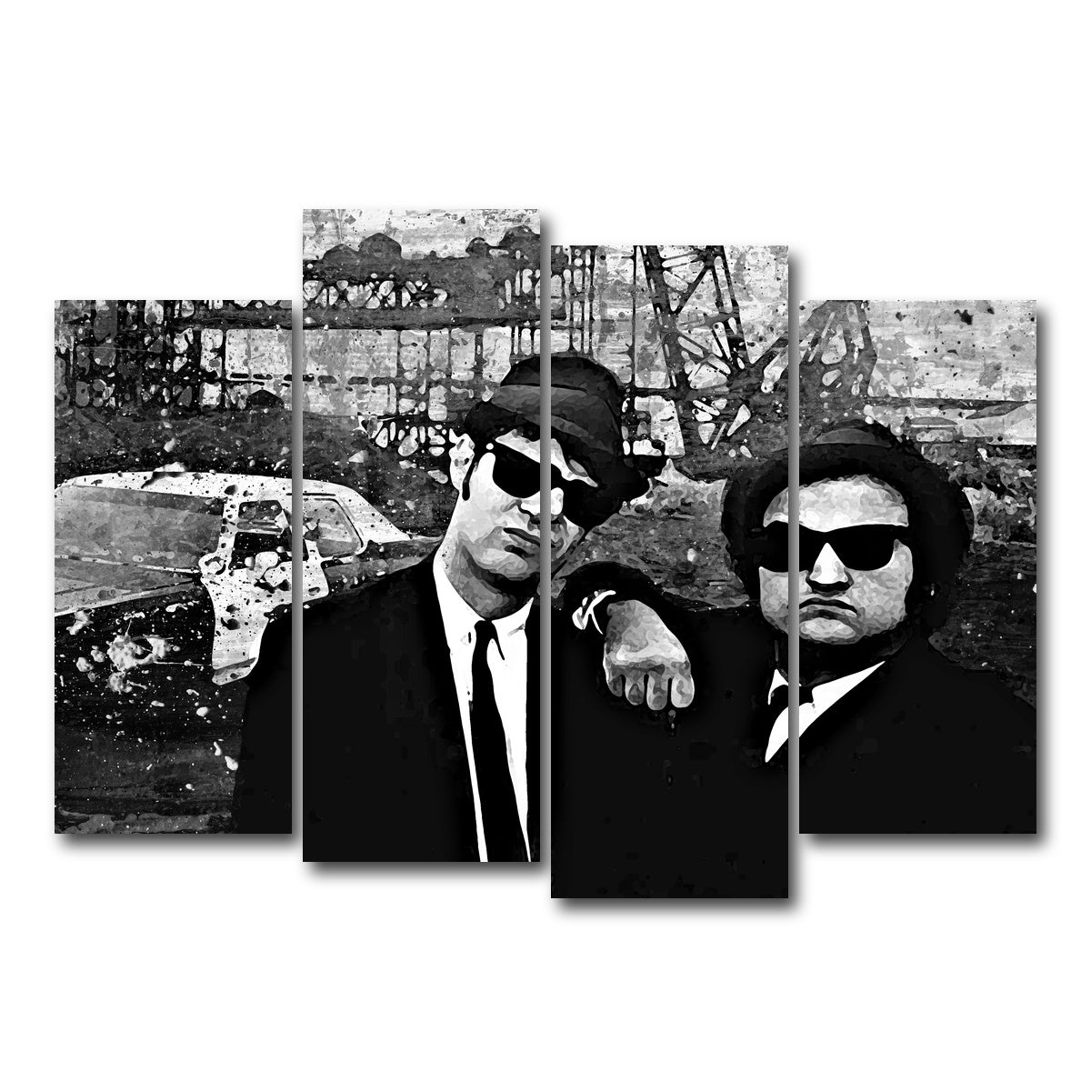 AUTO-MOCKUP WHITE | Blues Brothers grayscale | 4 Piece | Gallery Wrap Canvas | group=4_normal