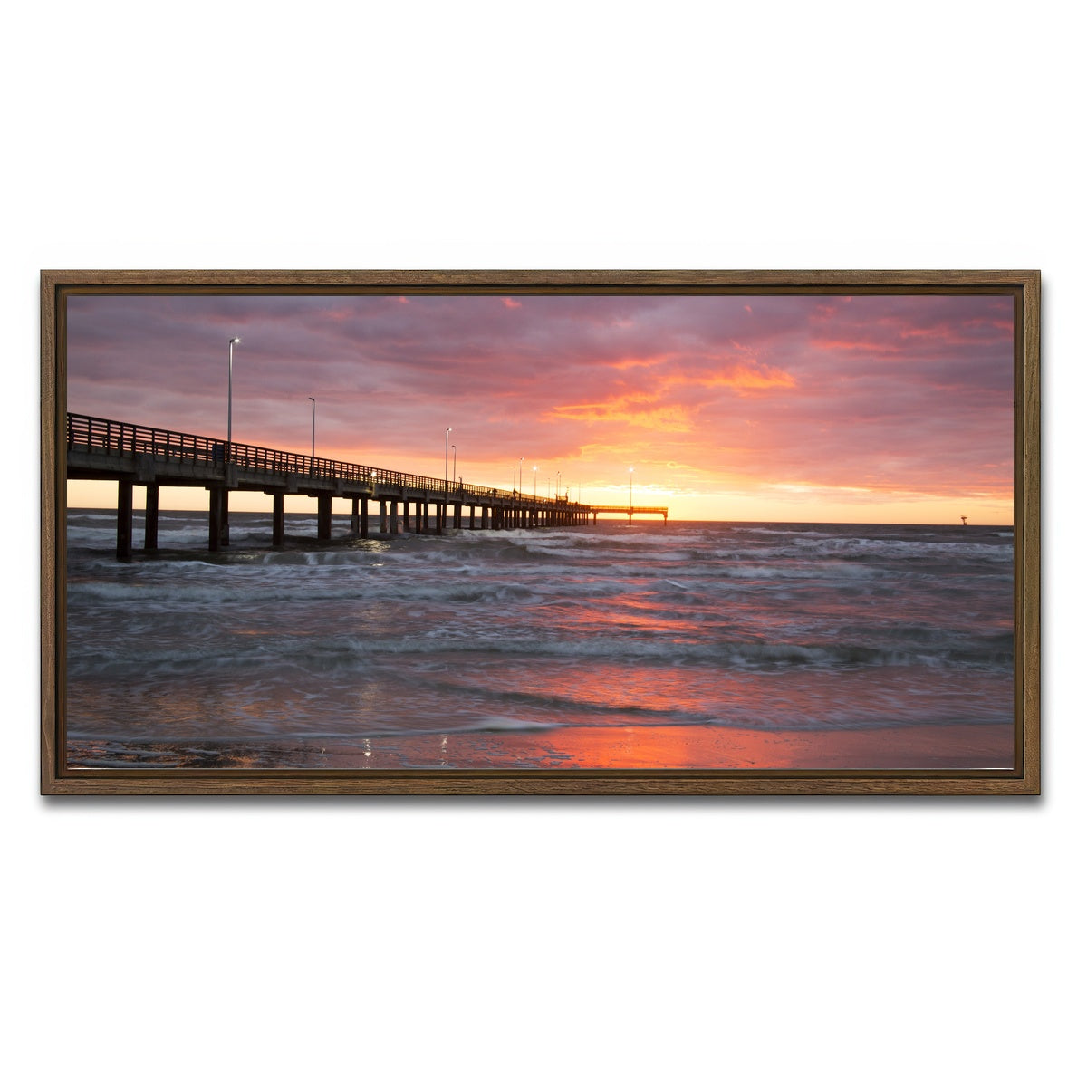 AUTO-MOCKUP WHITE | Bob Hall Pier Corpus Christi | 1 Piece | Walnut Framed Canvas | group=2x1