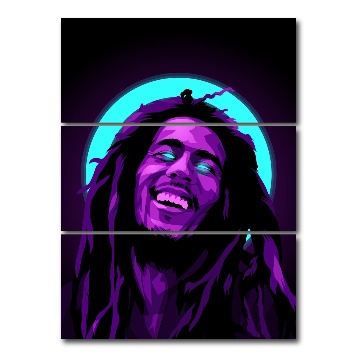 AUTO-MOCKUP WHITE | Bob Marley Halo | 3 Piece | Gallery Wrap Canvas | group=8x18_stacked