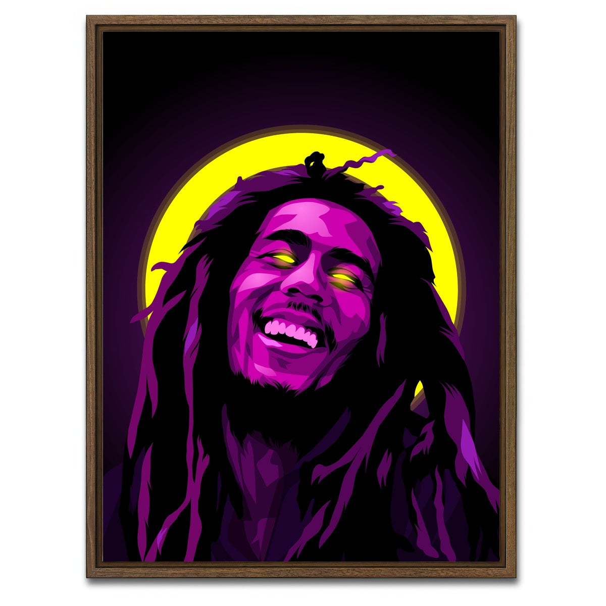 AUTO-MOCKUP WHITE | Bob Marley Purple | 1 Piece | Walnut Framed Canvas | group=3x4