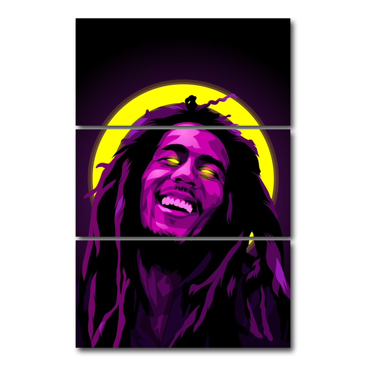 AUTO-MOCKUP WHITE | Bob Marley Purple | 3 Piece | Gallery Wrap Canvas | group=12x24_stacked