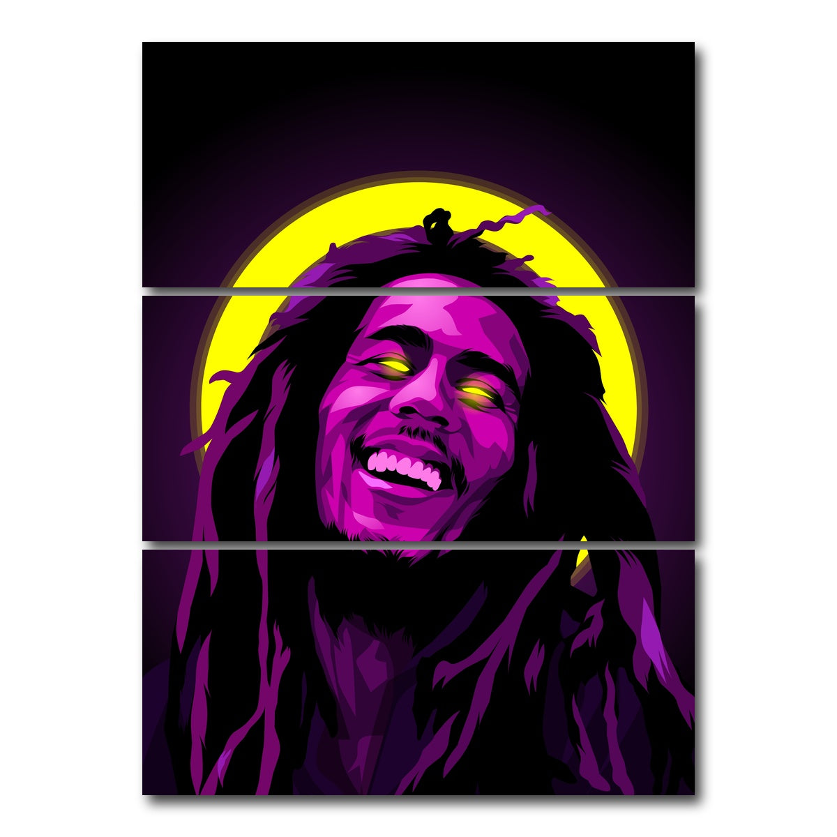 AUTO-MOCKUP WHITE | Bob Marley Purple | 3 Piece | Gallery Wrap Canvas | group=8x18_stacked
