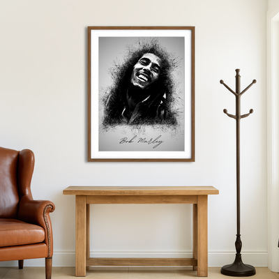 AUTO-MOCKUP ROOM | Bob Marley Sketch Wall Art