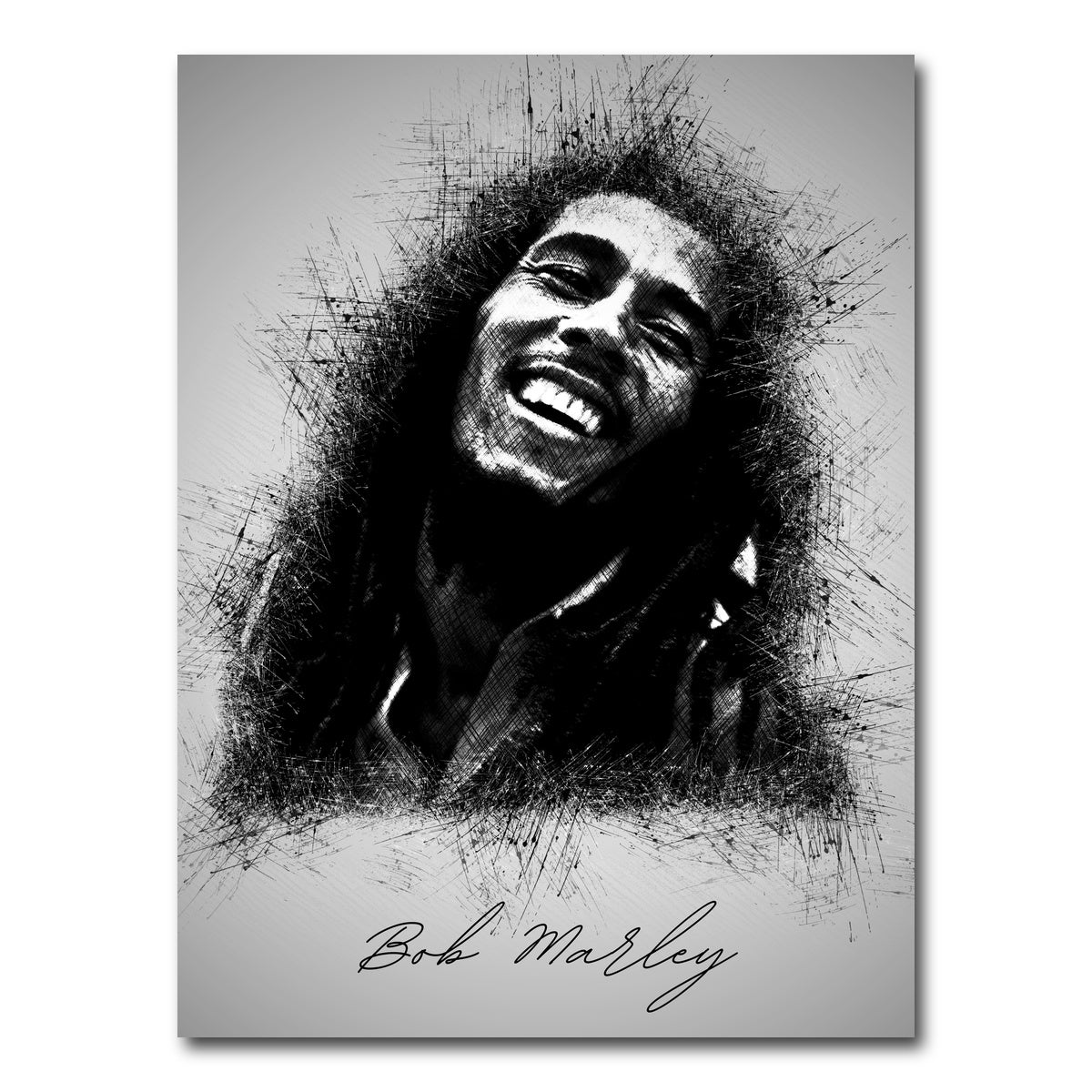 AUTO-MOCKUP WHITE | Bob Marley Sketch | 1 Piece | Gallery Wrap Canvas | group=3x4
