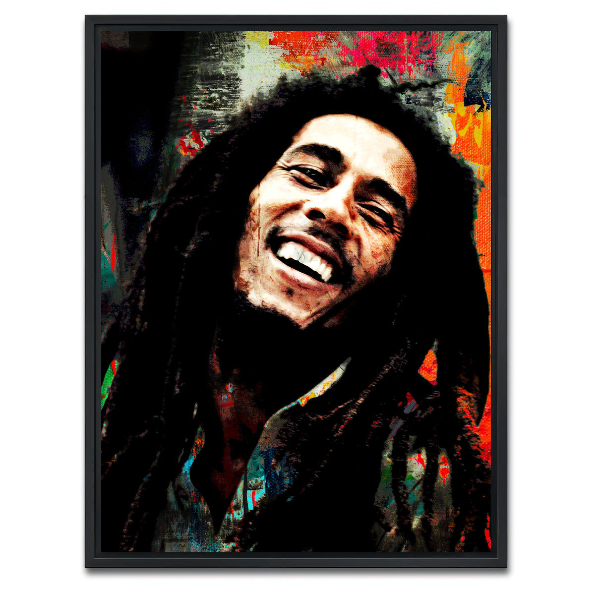 AUTO-MOCKUP WHITE | Bob Marley | 1 Piece | Black Framed Canvas | group=3x4