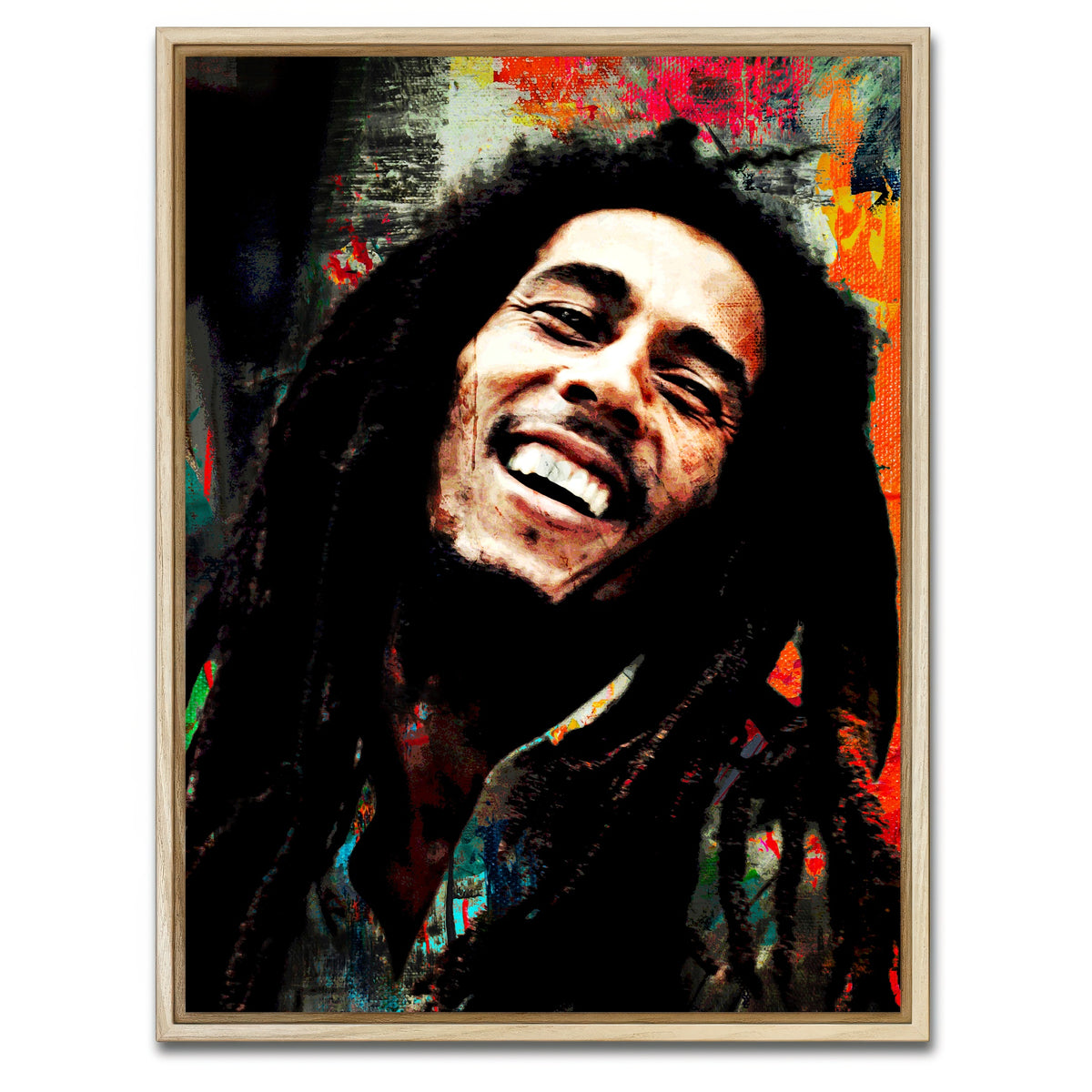 AUTO-MOCKUP WHITE | Bob Marley | 1 Piece | Natural Framed Canvas | group=3x4