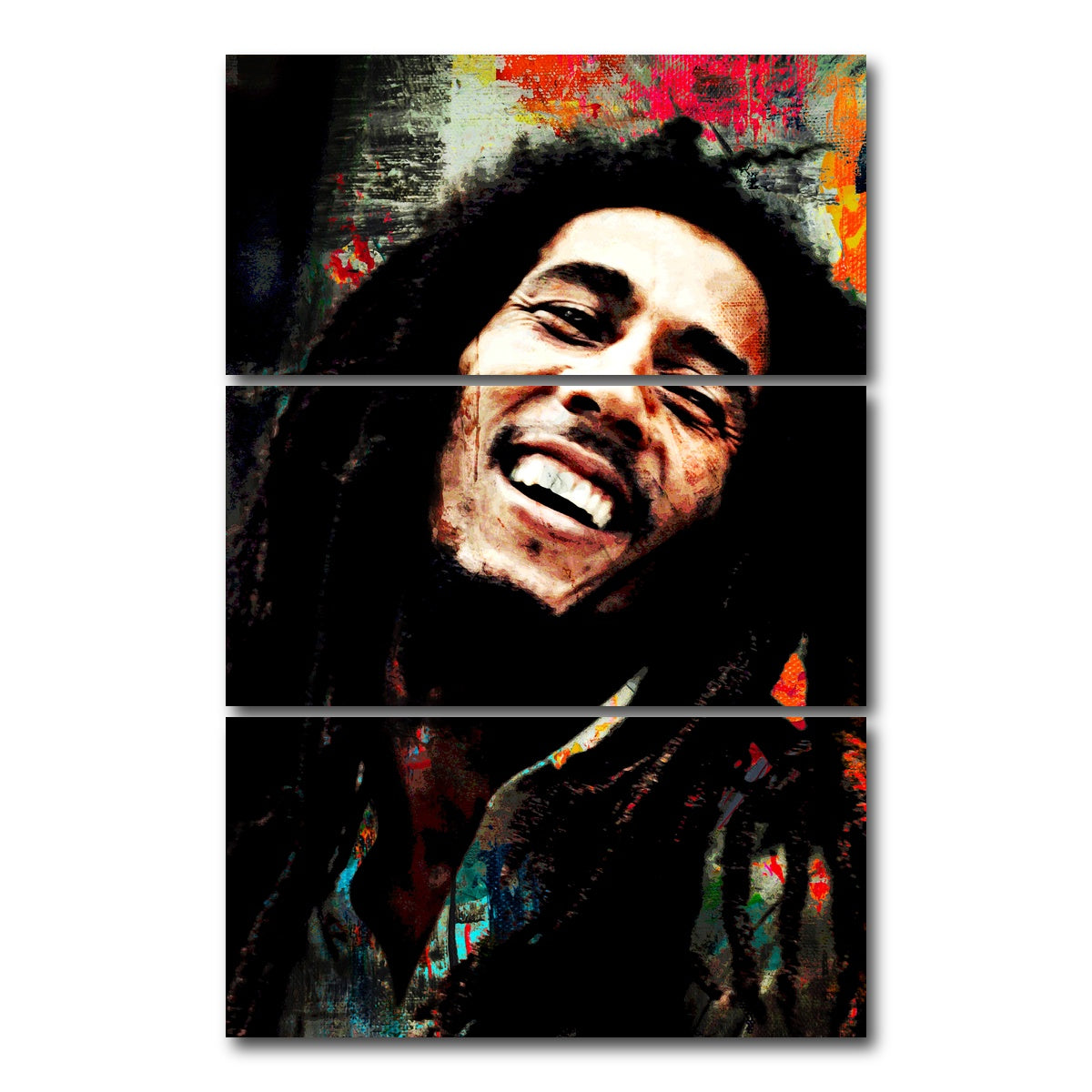 AUTO-MOCKUP WHITE | Bob Marley | 3 Piece | Gallery Wrap Canvas | group=12x24_stacked