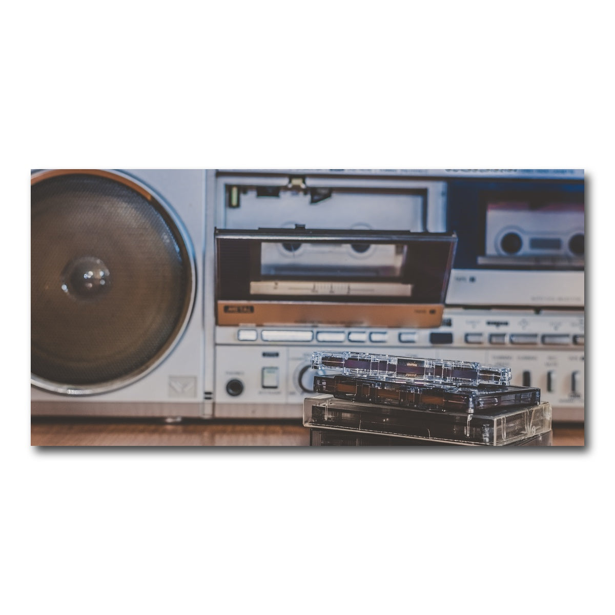 AUTO-MOCKUP WHITE | Boombox and Cassettes | 1 Piece | Gallery Wrap Canvas | group=2x1
