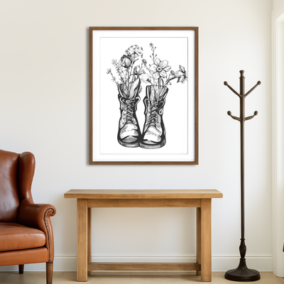 AUTO-MOCKUP ROOM | Boots & Wild Flowers Wall Art