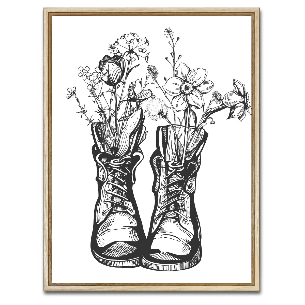 AUTO-MOCKUP WHITE | Boots & Wild Flowers | 1 Piece | Natural Framed Canvas | group=3x4