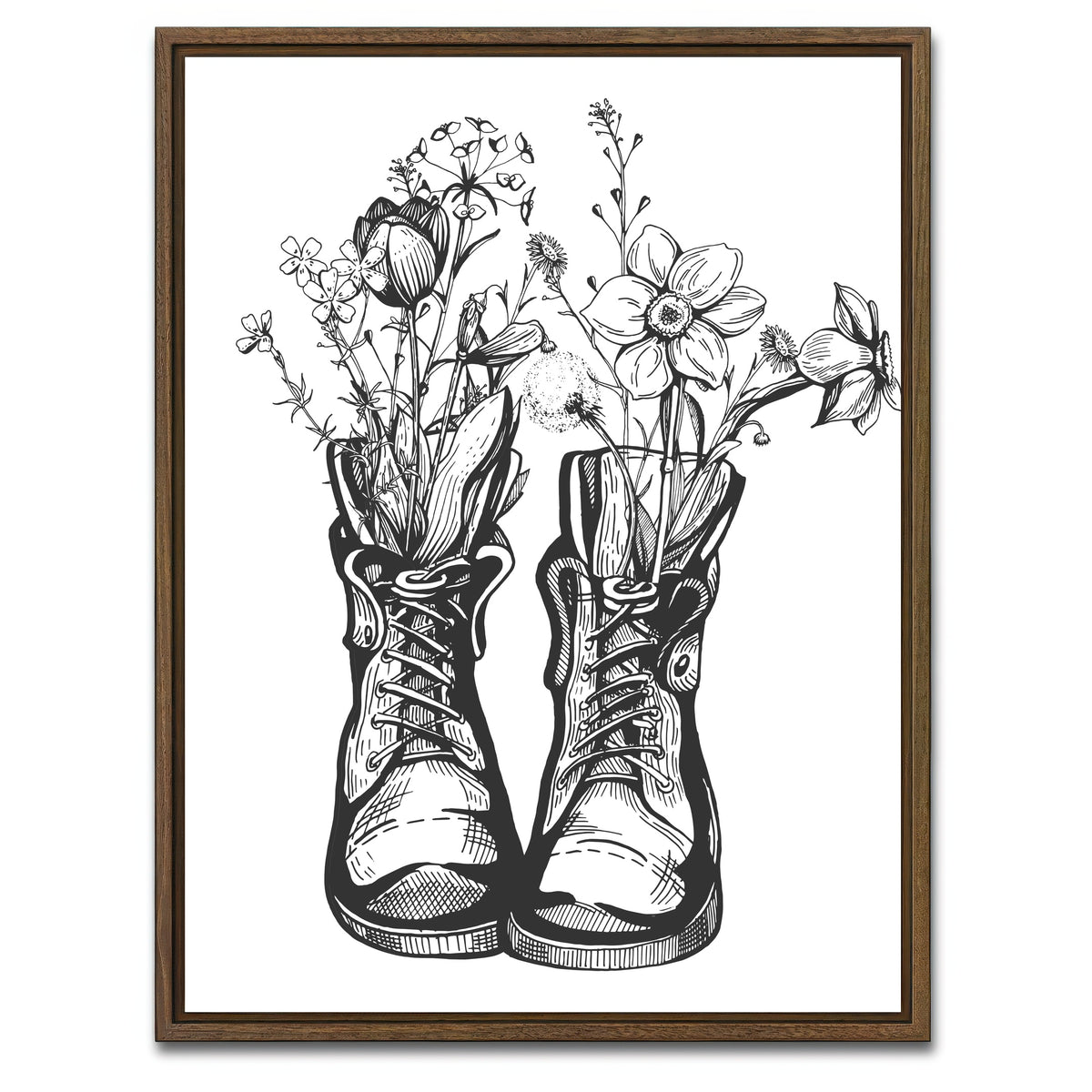 AUTO-MOCKUP WHITE | Boots & Wild Flowers | 1 Piece | Walnut Framed Canvas | group=3x4
