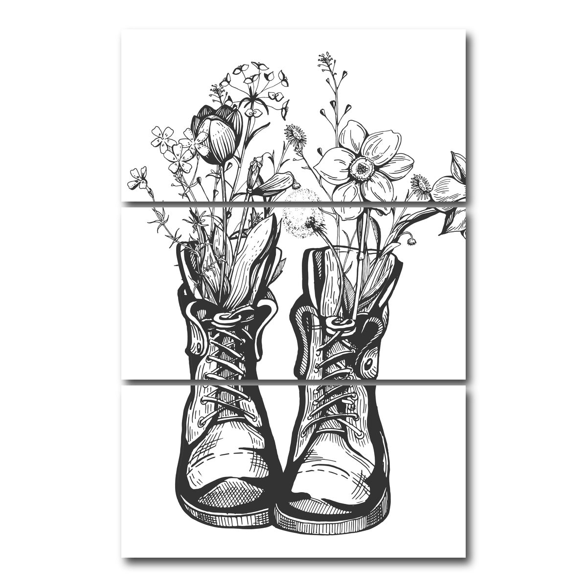 AUTO-MOCKUP WHITE | Boots & Wild Flowers | 3 Piece | Gallery Wrap Canvas | group=12x24_stacked