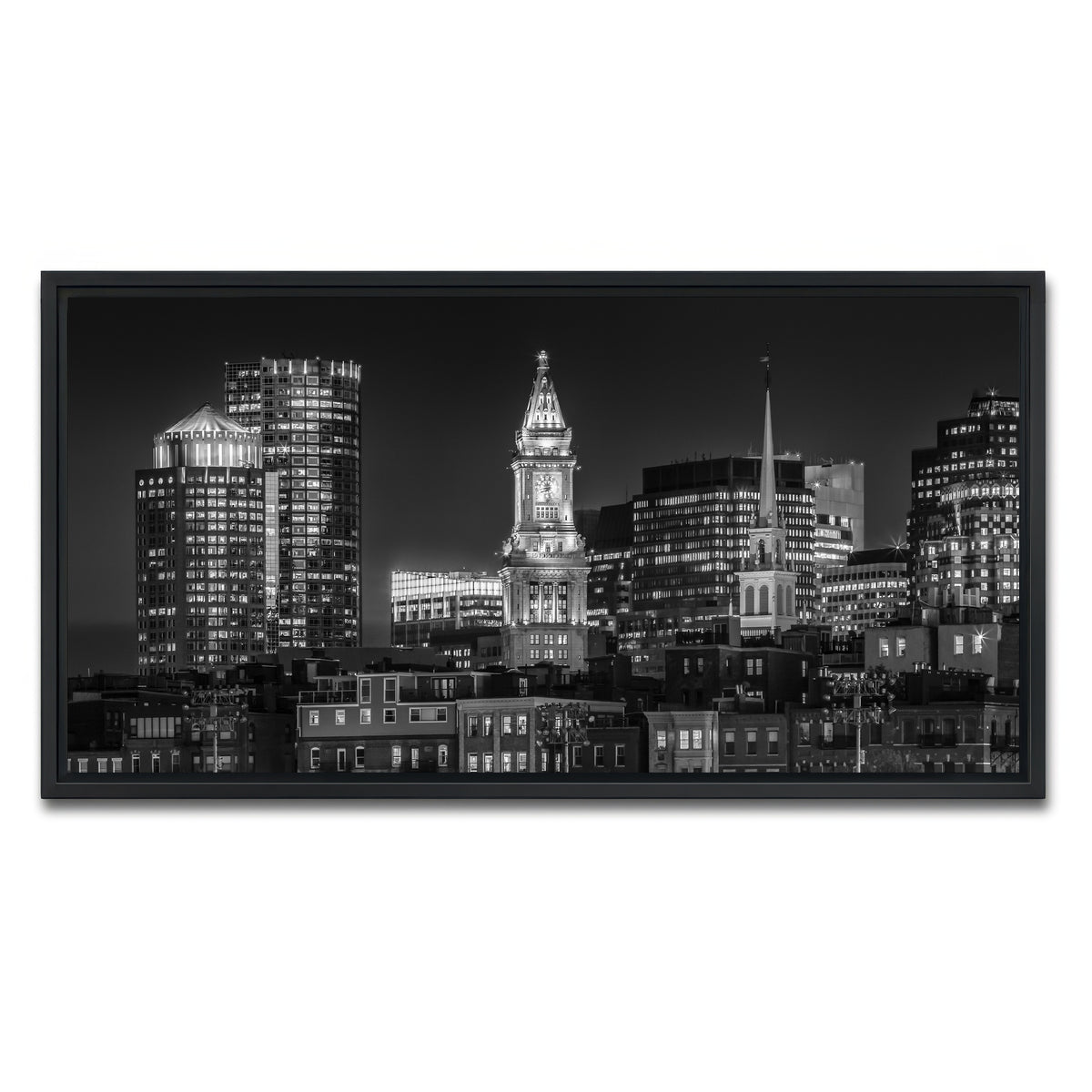 AUTO-MOCKUP WHITE | Boston At Night | 1 Piece | Black Framed Canvas | group=2x1