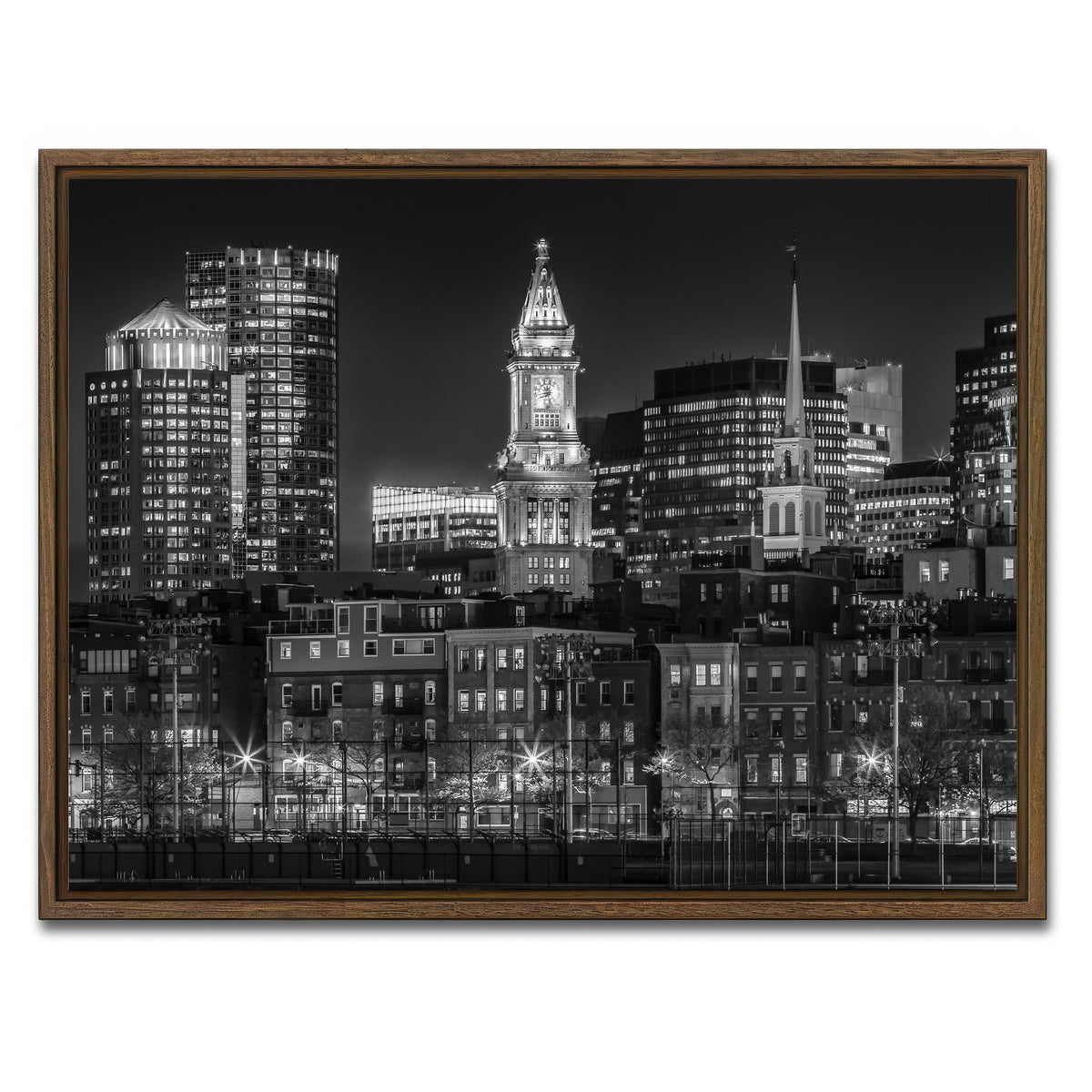 AUTO-MOCKUP WHITE | Boston At Night | 1 Piece | Walnut Framed Canvas | group=4x3