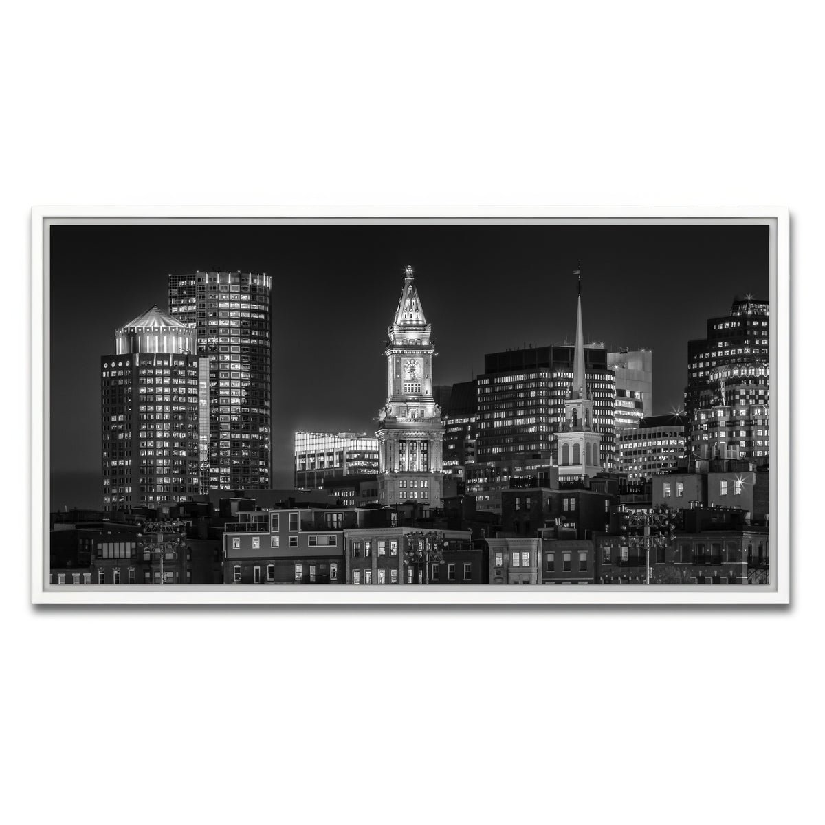AUTO-MOCKUP WHITE | Boston At Night | 1 Piece | White Framed Canvas | group=2x1