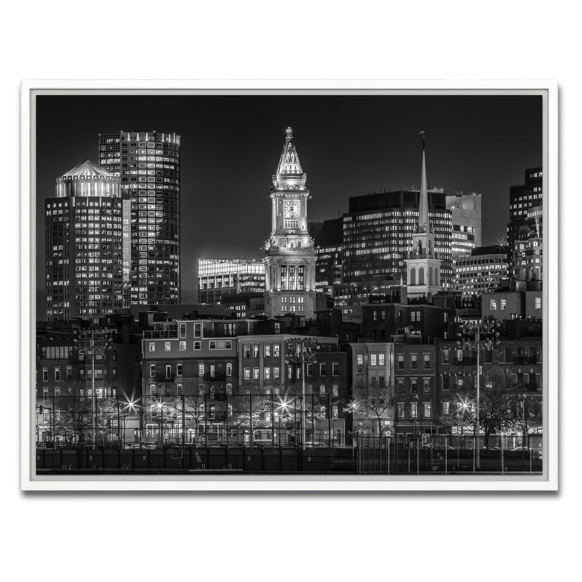 AUTO-MOCKUP WHITE | Boston At Night | 1 Piece | White Framed Canvas | group=4x3