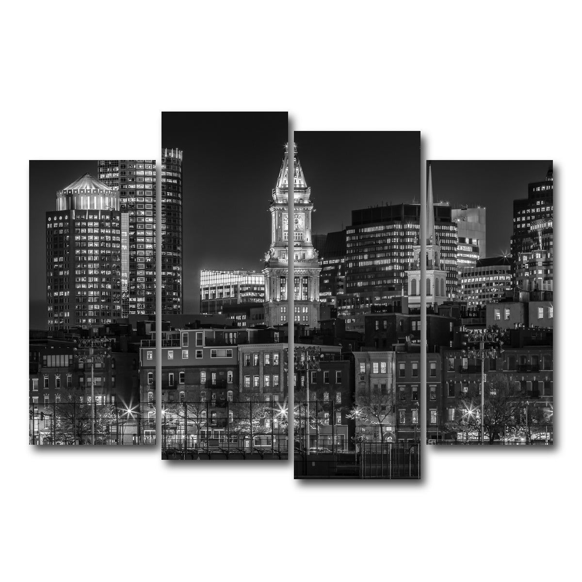 AUTO-MOCKUP WHITE | Boston At Night | 4 Piece | Gallery Wrap Canvas | group=4_normal