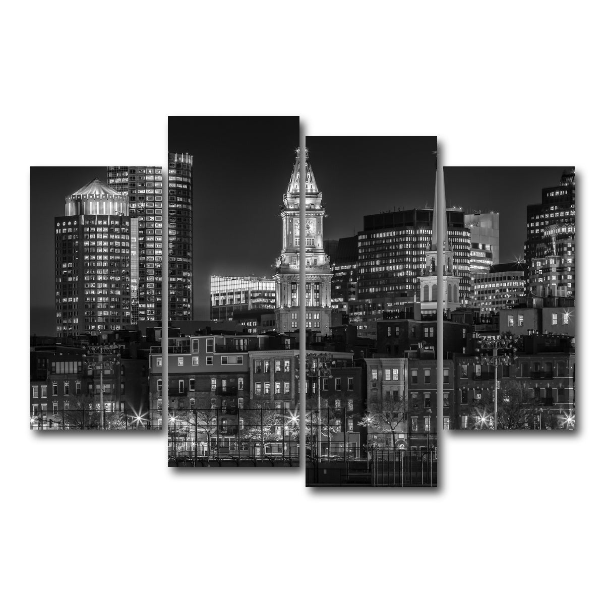 AUTO-MOCKUP WHITE | Boston At Night | 4 Piece | Gallery Wrap Canvas | group=4_short