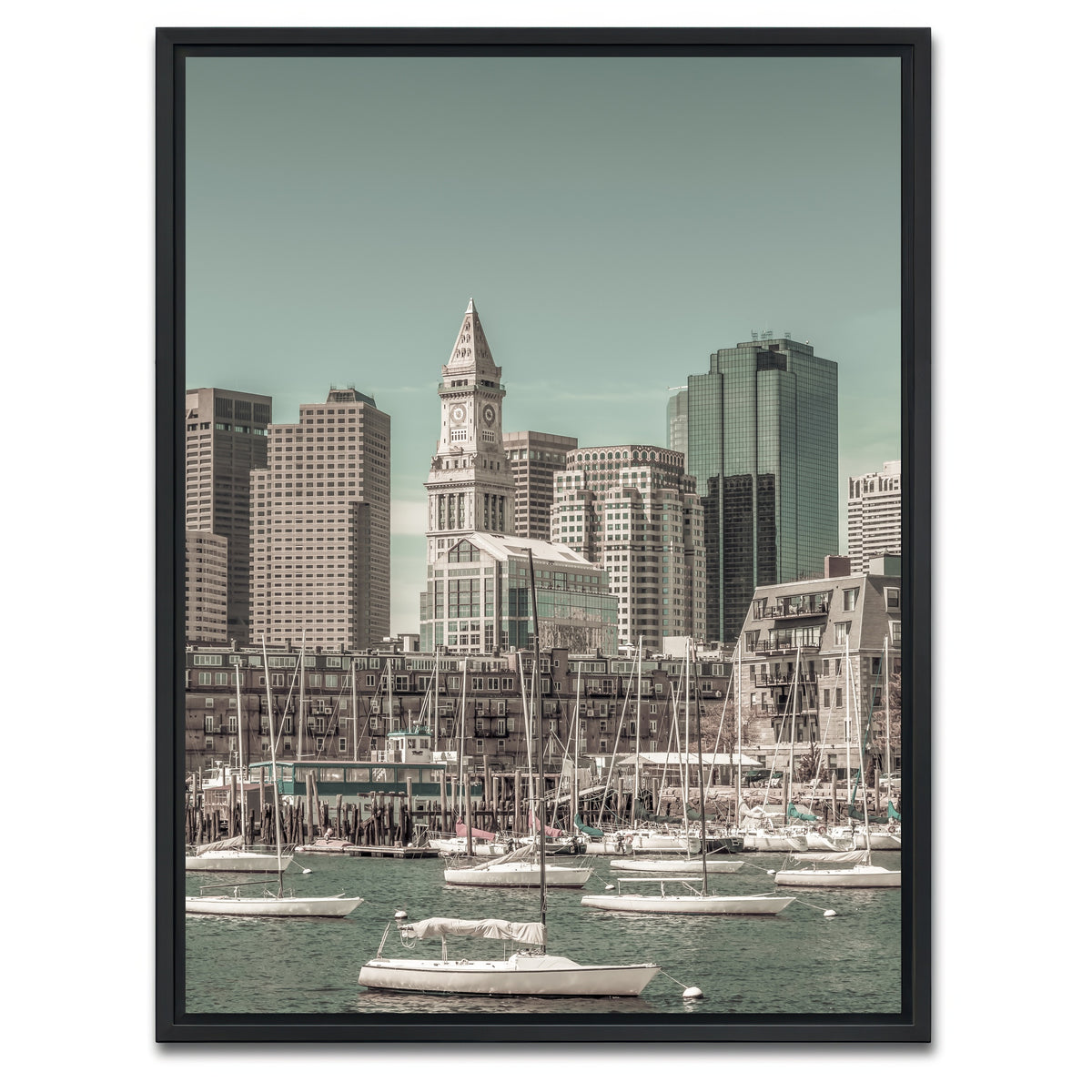 AUTO-MOCKUP WHITE | Boston Cityscape North End | 1 Piece | Black Framed Canvas | group=3x4