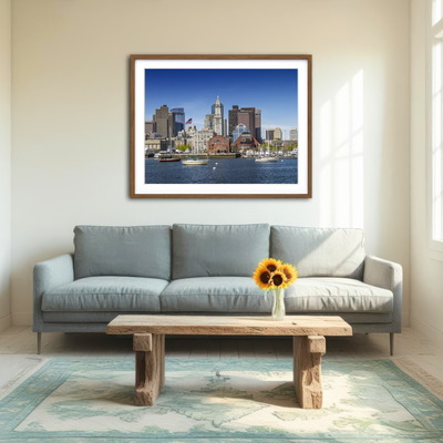 AUTO-MOCKUP ROOM | Boston Skyline North End & Financial District Wall Art