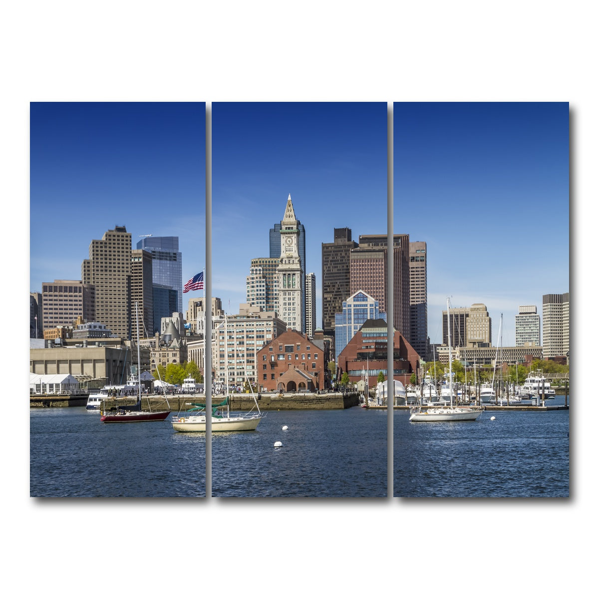 AUTO-MOCKUP WHITE | Boston Skyline North End & Financial District | 3 Piece | Gallery Wrap Canvas | group=8x18