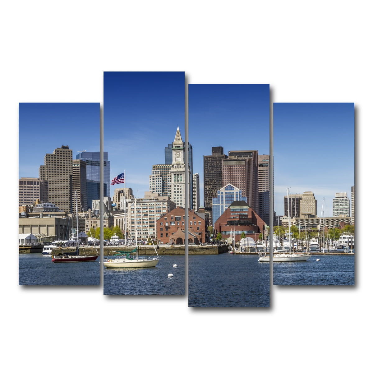 AUTO-MOCKUP WHITE | Boston Skyline North End & Financial District | 4 Piece | Gallery Wrap Canvas | group=4_normal