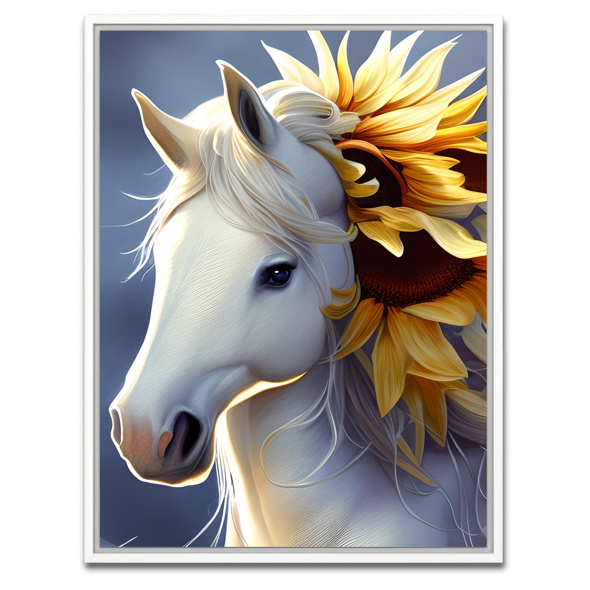 AUTO-MOCKUP WHITE | Botanical Horse | 1 Piece | White Framed Canvas | group=3x4