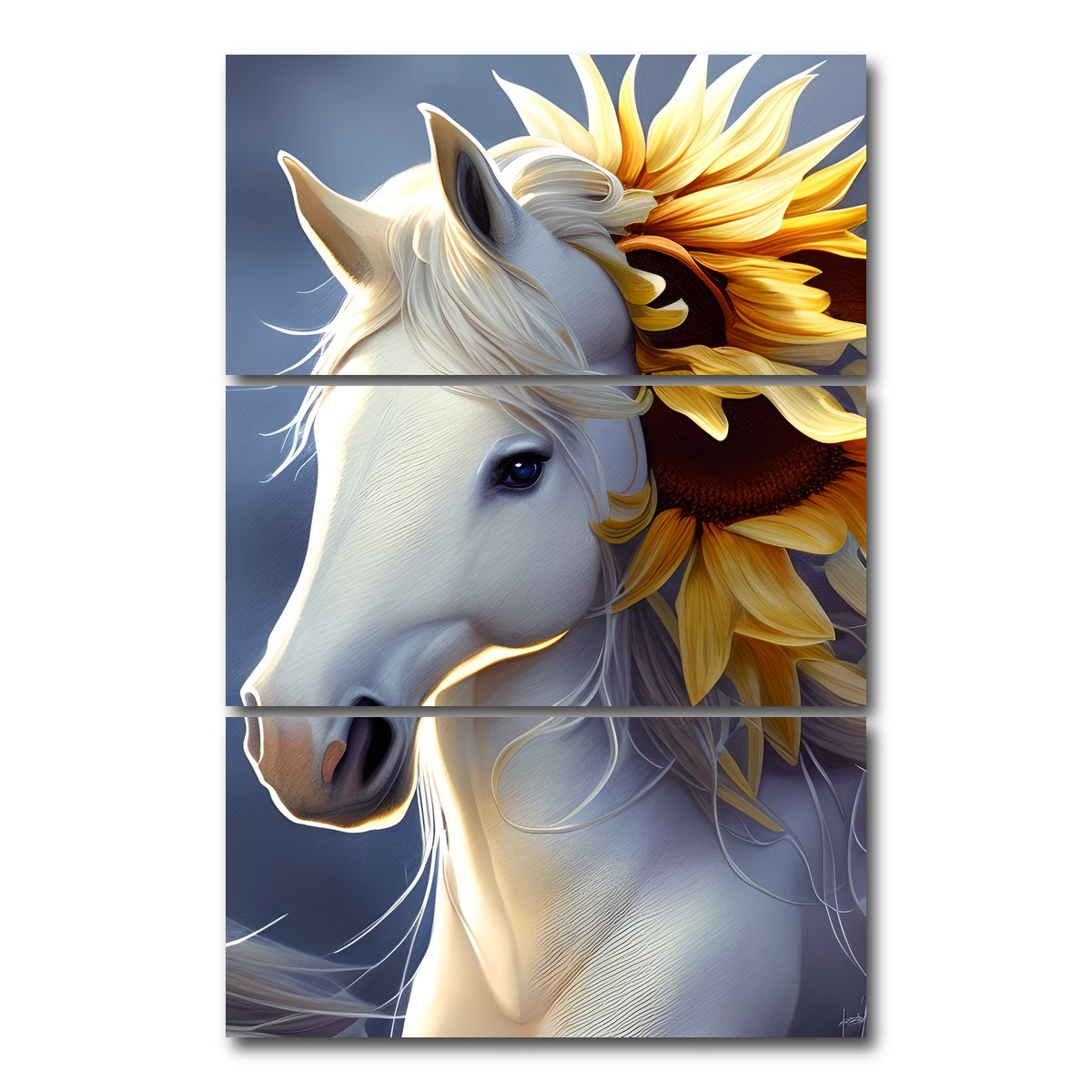 AUTO-MOCKUP WHITE | Botanical Horse | 3 Piece | Gallery Wrap Canvas | group=12x24_stacked