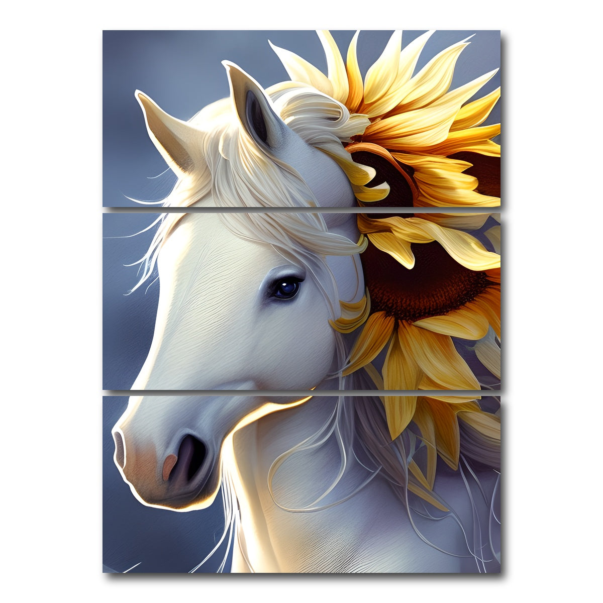 AUTO-MOCKUP WHITE | Botanical Horse | 3 Piece | Gallery Wrap Canvas | group=8x18_stacked