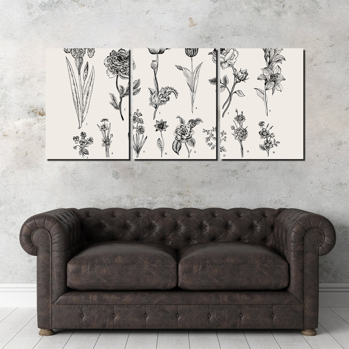 Botany Set Vintage Flowers Wall Art