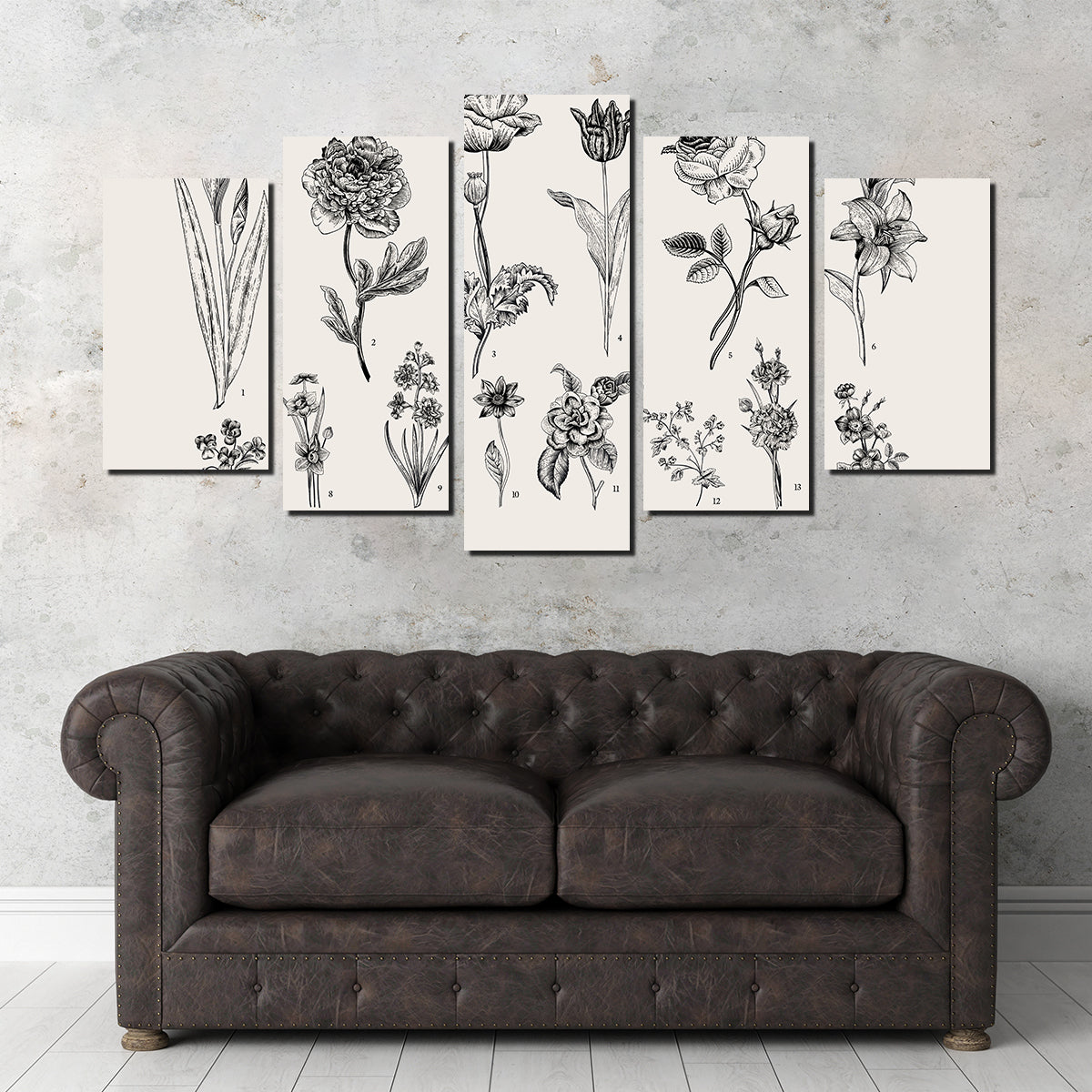 Botany Set Vintage Flowers Wall Art