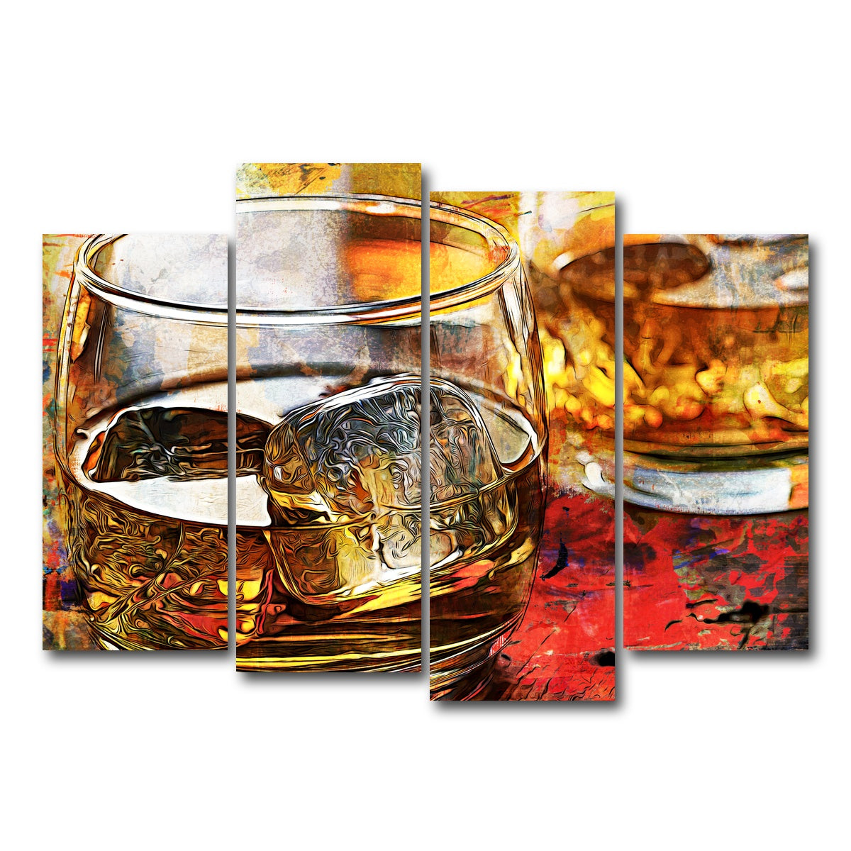 AUTO-MOCKUP WHITE | Bourbon Whiskey Abstract | 4 Piece | Gallery Wrap Canvas | group=4_normal