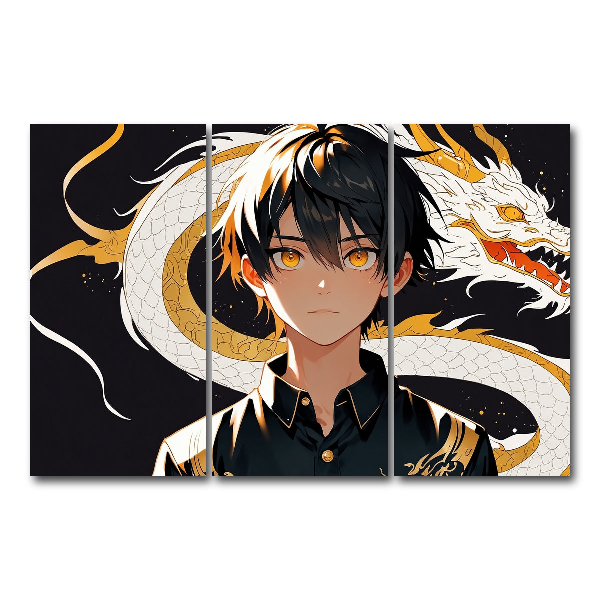 AUTO-MOCKUP WHITE | Boy with Dragon | 3 Piece | Gallery Wrap Canvas | group=12x24