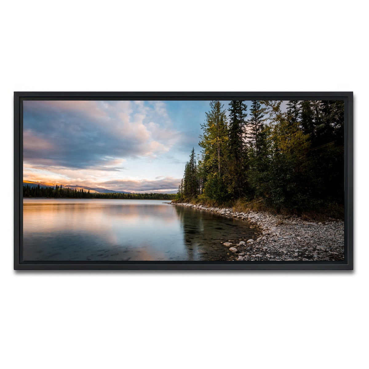 AUTO-MOCKUP WHITE | Boya Lake Sunset | 1 Piece | Black Framed Canvas | group=2x1