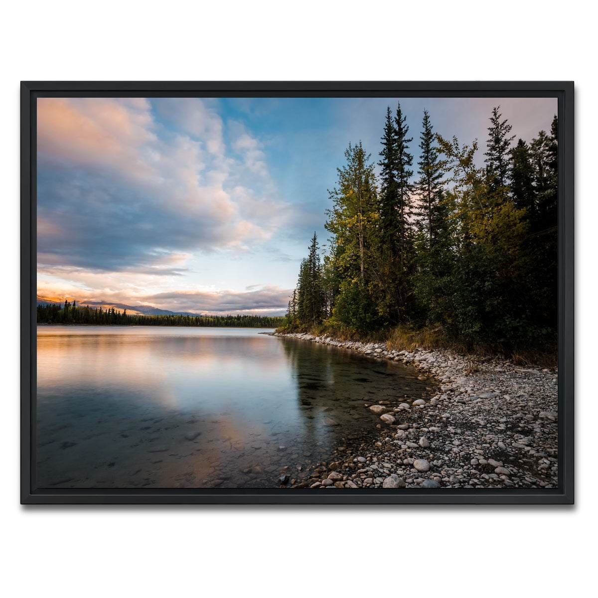 AUTO-MOCKUP WHITE | Boya Lake Sunset | 1 Piece | Black Framed Canvas | group=4x3