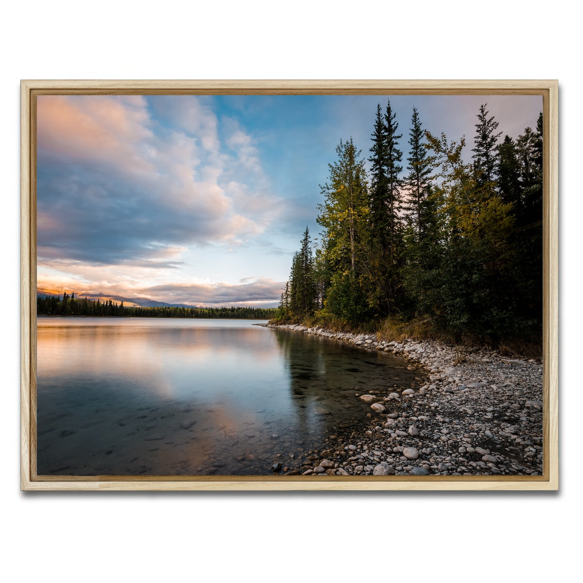 AUTO-MOCKUP WHITE | Boya Lake Sunset | 1 Piece | Natural Framed Canvas | group=4x3