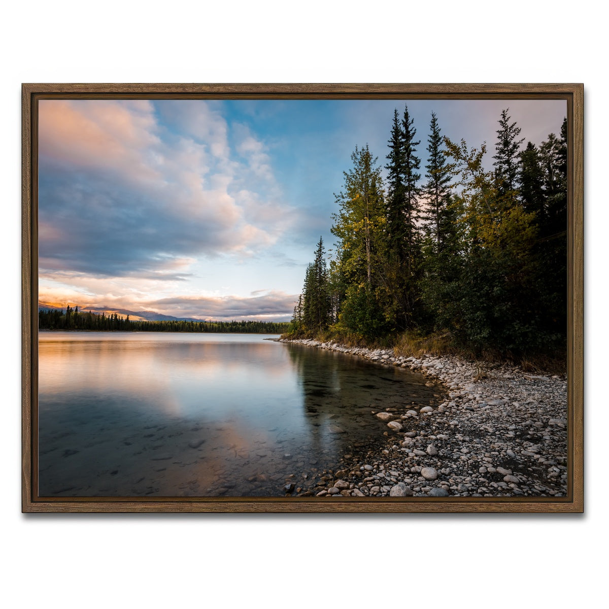 AUTO-MOCKUP WHITE | Boya Lake Sunset | 1 Piece | Walnut Framed Canvas | group=4x3